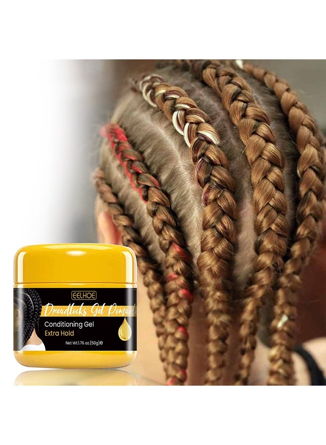 إيلهو معجون شعر الضفائر، جل ترطيب، جل مقاوم لتساقط الشعر يدوم طويلًا لتصفيف الشعر المضفر، كريم تصفيف شعر سريع الجفاف وغير لاصق، شمع تصفيف آمن ولطيف لتصفيف وتحديد الشعر، 50 جم - Image 2